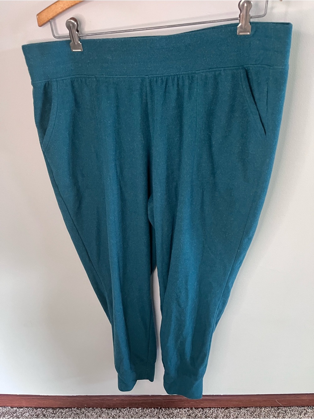Gaiam Womens XL Teal Green Soft Yoga Joggers Pockets Tapered Lounge Pants